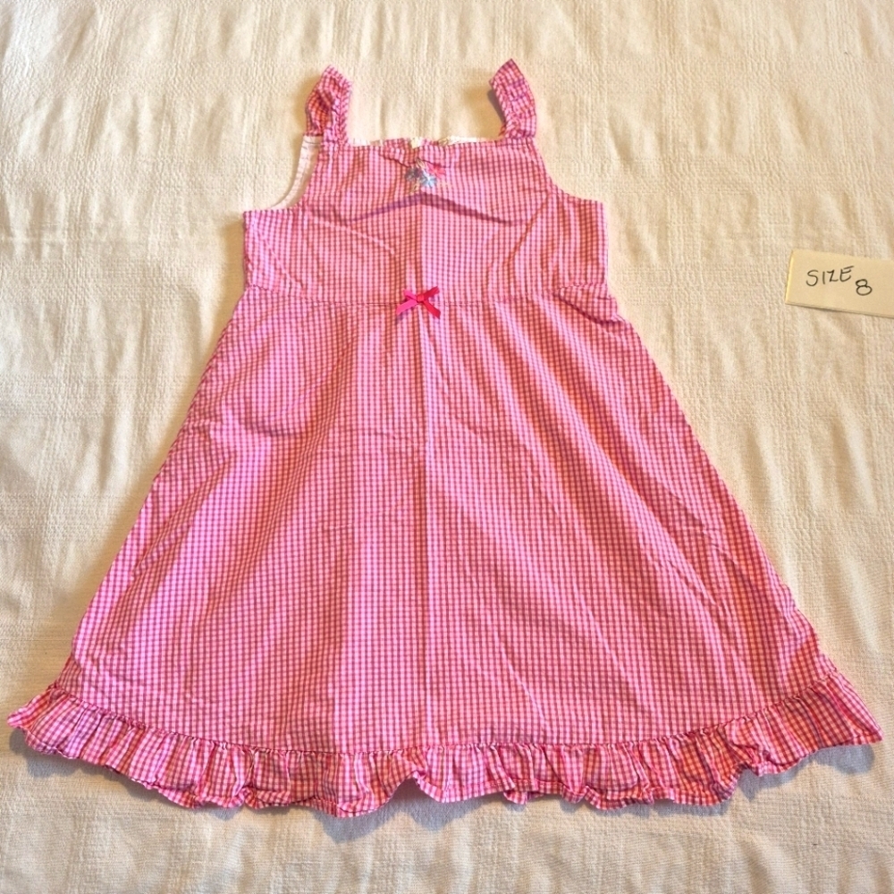 Hanna Andersson girls size 130 or 8 pink & white gingham sundress EUC